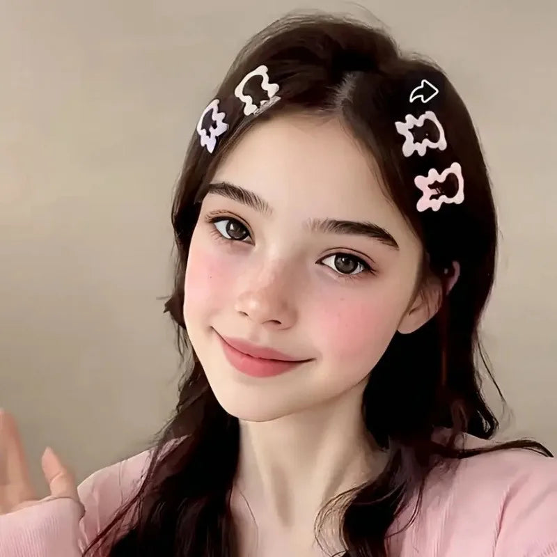 Kids Hair Clips Pack - Light Pink Heart & Bow Shapes for Girls, Party & Holiday Gifts