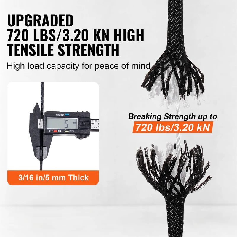 Heavy-Duty Nylon Rope 3/16 Inch x 1000 Ft Multi-Purpose Climbing & Outdoor Rope