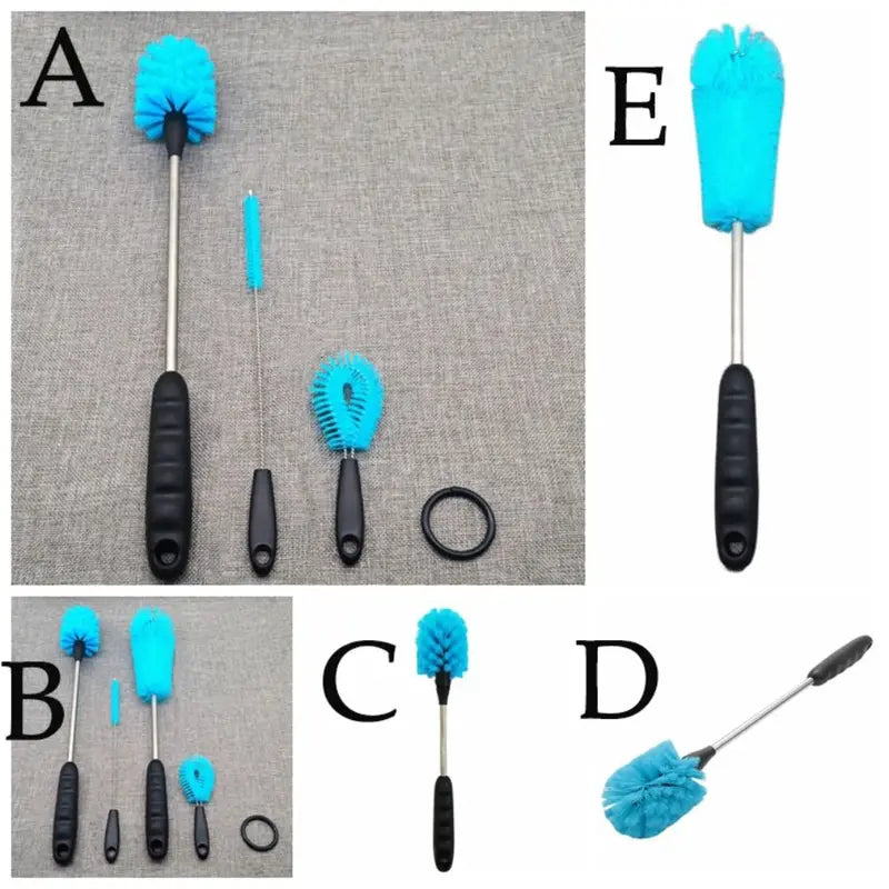 Stainless Steel Water Bottle Cleaning Brush Set Flexible Long Handle Reusable Blue