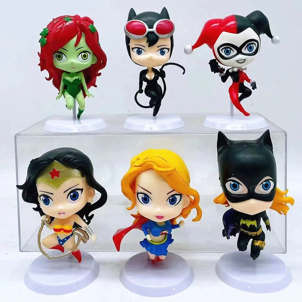 Superhero Catwoman Wonder Woman Action Figures Set 8cm - 6pcs Toys