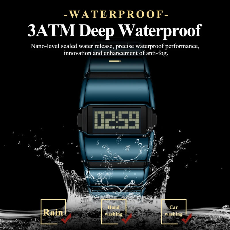 Digital Men’s Waterproof LED Sports Watch with Alarm & Date
