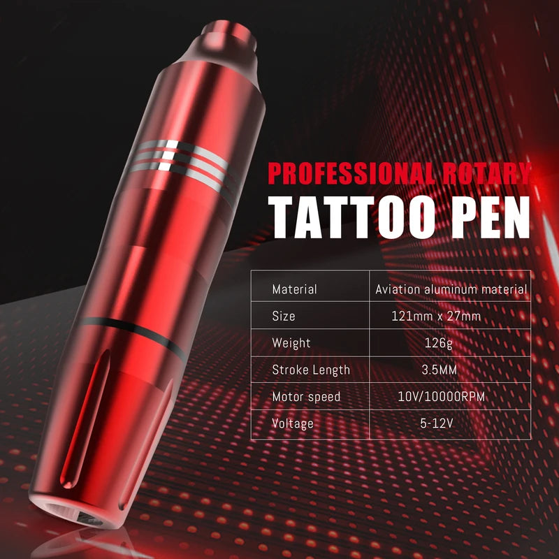 Professional Rotary Tattoo Kit with Power Supply and 10 Cartridge Needles for Beginners & Artists