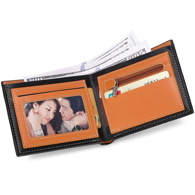 Men's Carbon Fiber Wallet with Zipper Change Holder - Slim Card & Bill Organizer