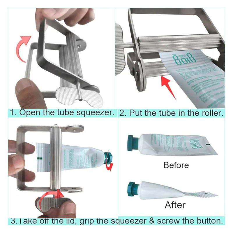 Metal Toothpaste Squeezer Tube Wringer for Paint, Hair, and Cosmetic Tubes