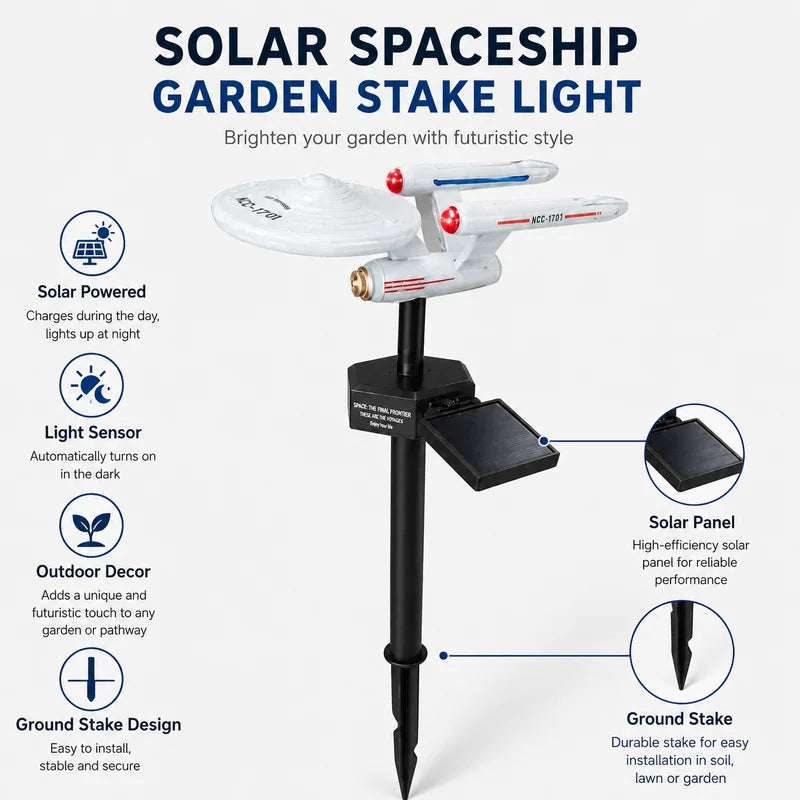Star Trek USS Solar Spaceship Garden Light Outdoor LED Stake Lamp Sci-Fi Yard Decor