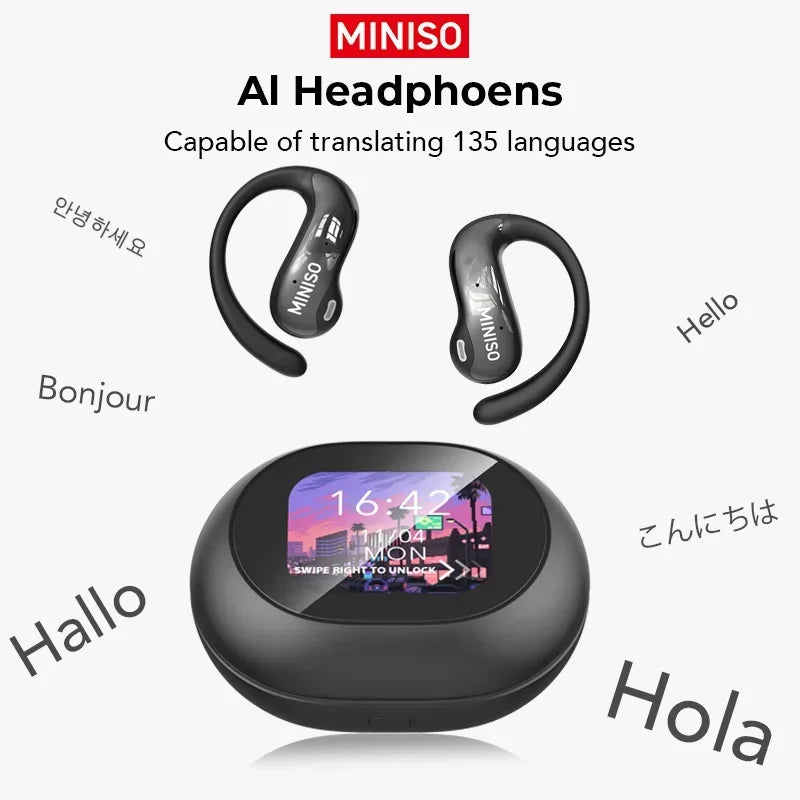 Wireless Bluetooth Earbuds with Touchscreen and AI Translation