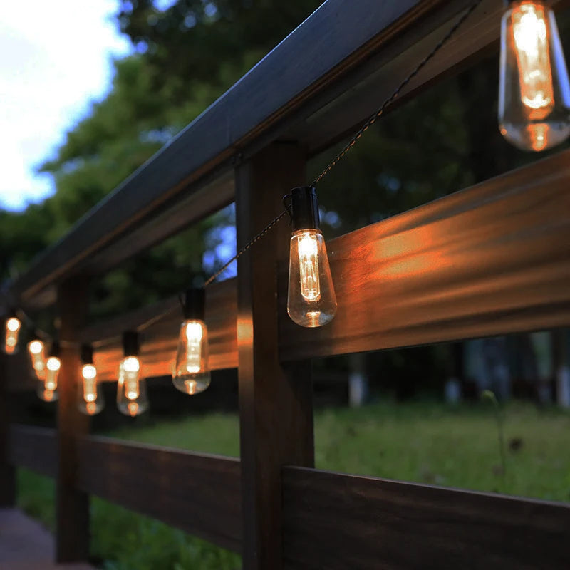 Outdoor Solar String Lights LED IP65 Waterproof Edison Bulb for Garden & Party
