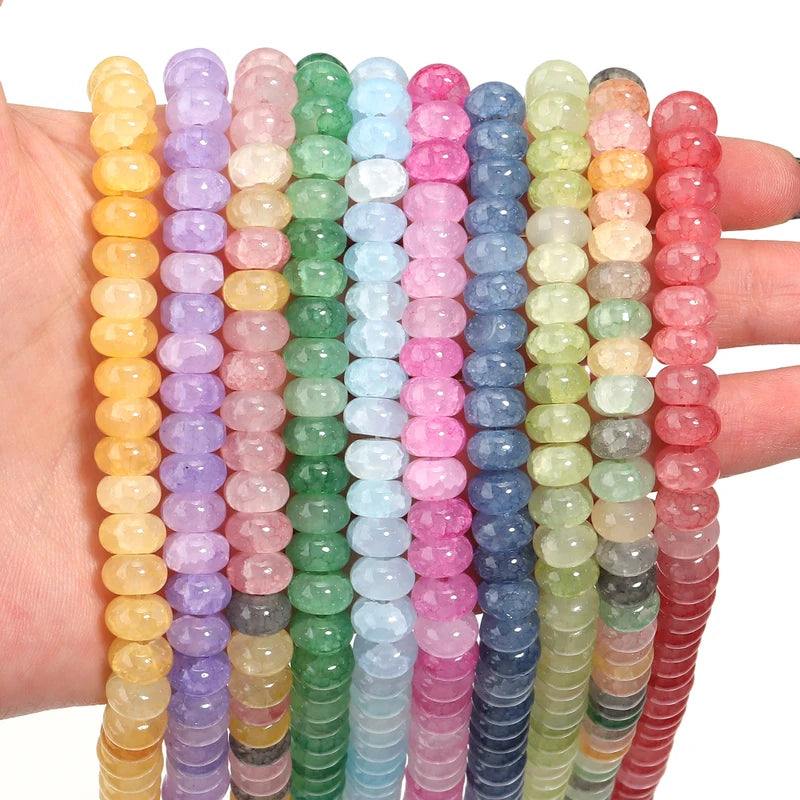 75pcs Colorful Glass Beads Crackled Abacus Spacer Beads for Jewelry Making