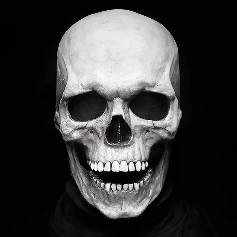 Halloween Latex Skull Mask Full Head Horror Costume with Movable Jaw