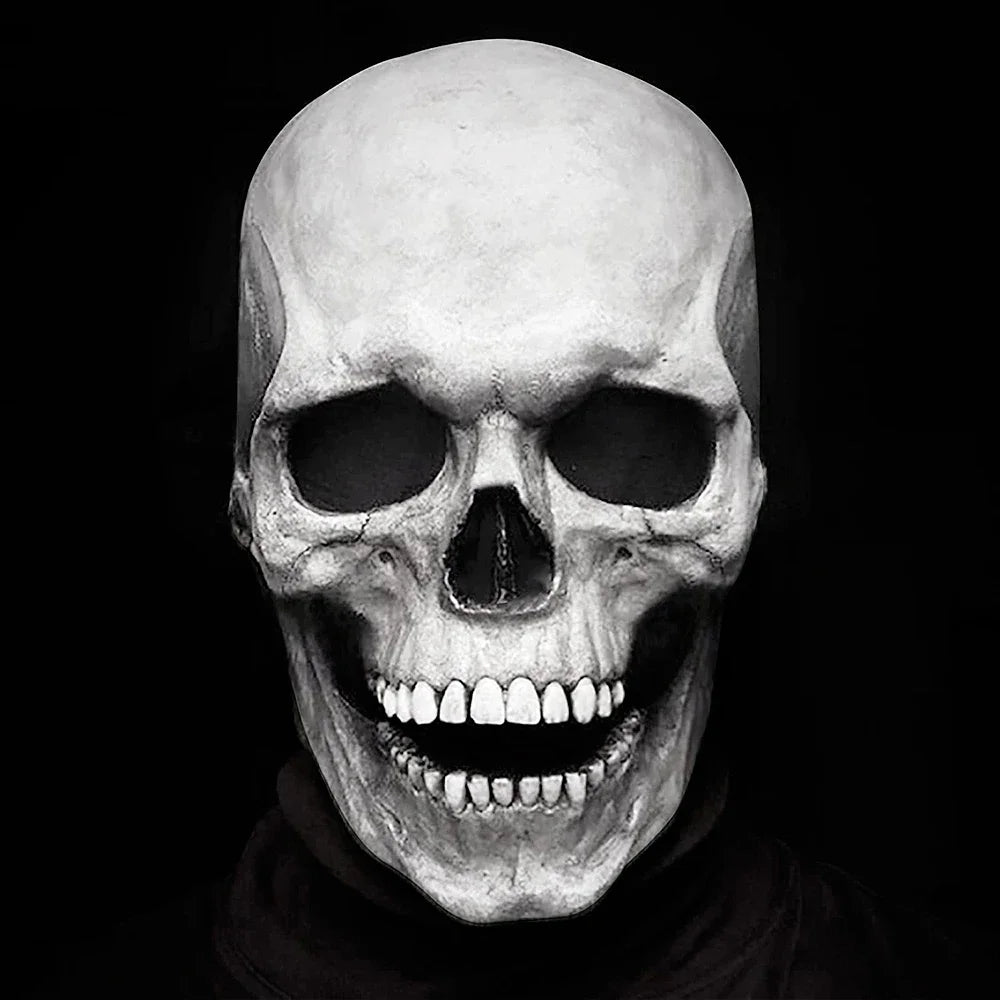 Halloween Latex Skull Mask Full Head Horror Costume with Movable Jaw