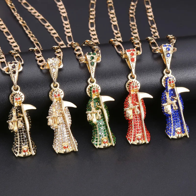 Religious Santa Muerte Pendant Necklace - Unique Spiritual Jewelry