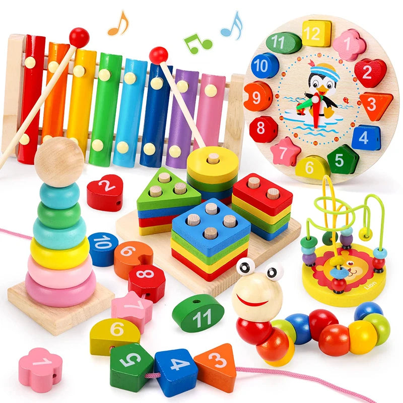 Wooden Montessori Toys Set for Kids 3-6 Years Educational Development Gift
