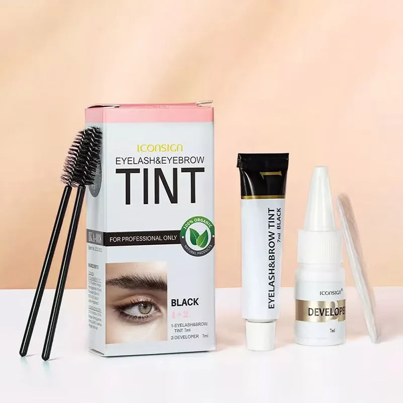 Professional Eyelash and Eyebrow Tint Kit - Fast 15-Minute Semi-Permanent Dye Gel