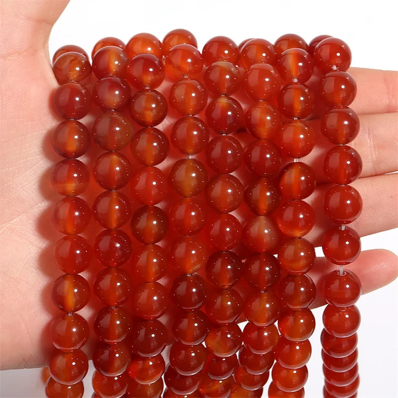 Natural Stone Beads for Jewelry Making - Round Carnelian Agate Loose Beads