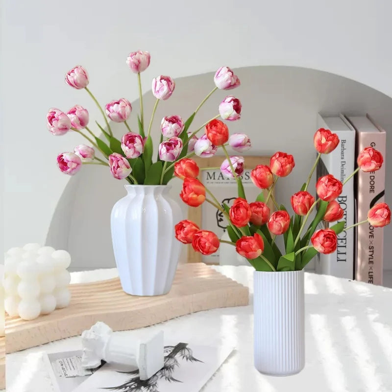 Artificial Tulip Flower Stems - Silk Cloth Floral Decor Set of 6