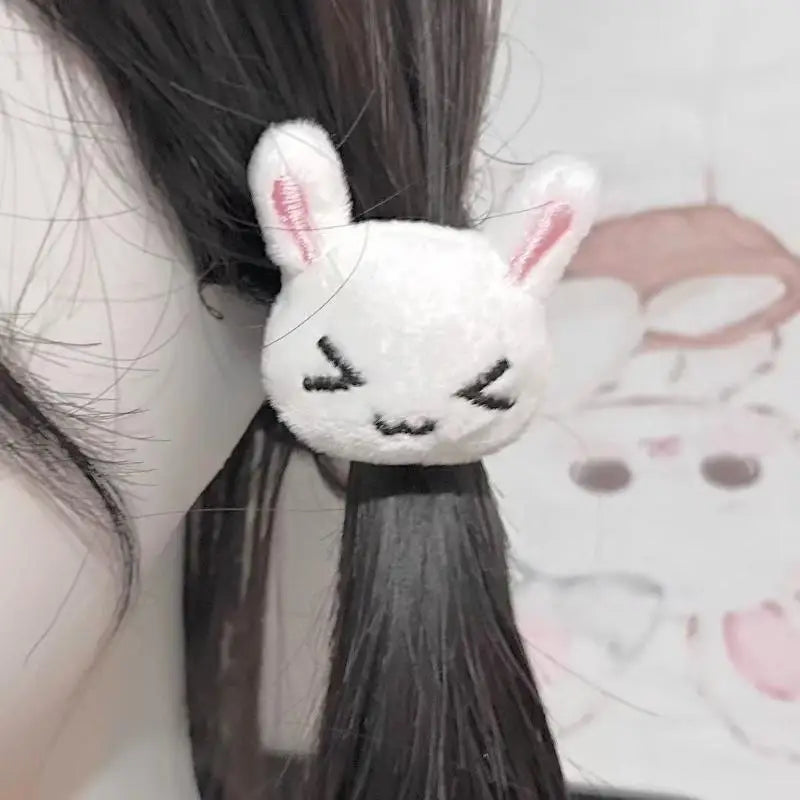 Cute Plush Bunny Hair Tie Set for Girls and Students - All Colors Available