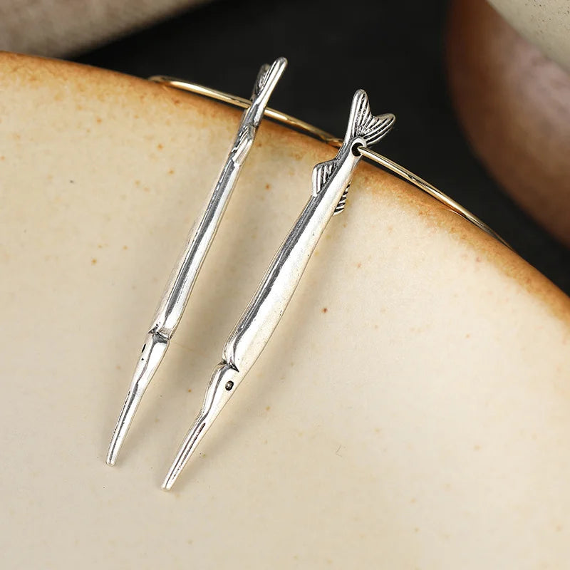 Vintage Fish Pendant Earrings Silver Plated Women’s Jewelry Gift