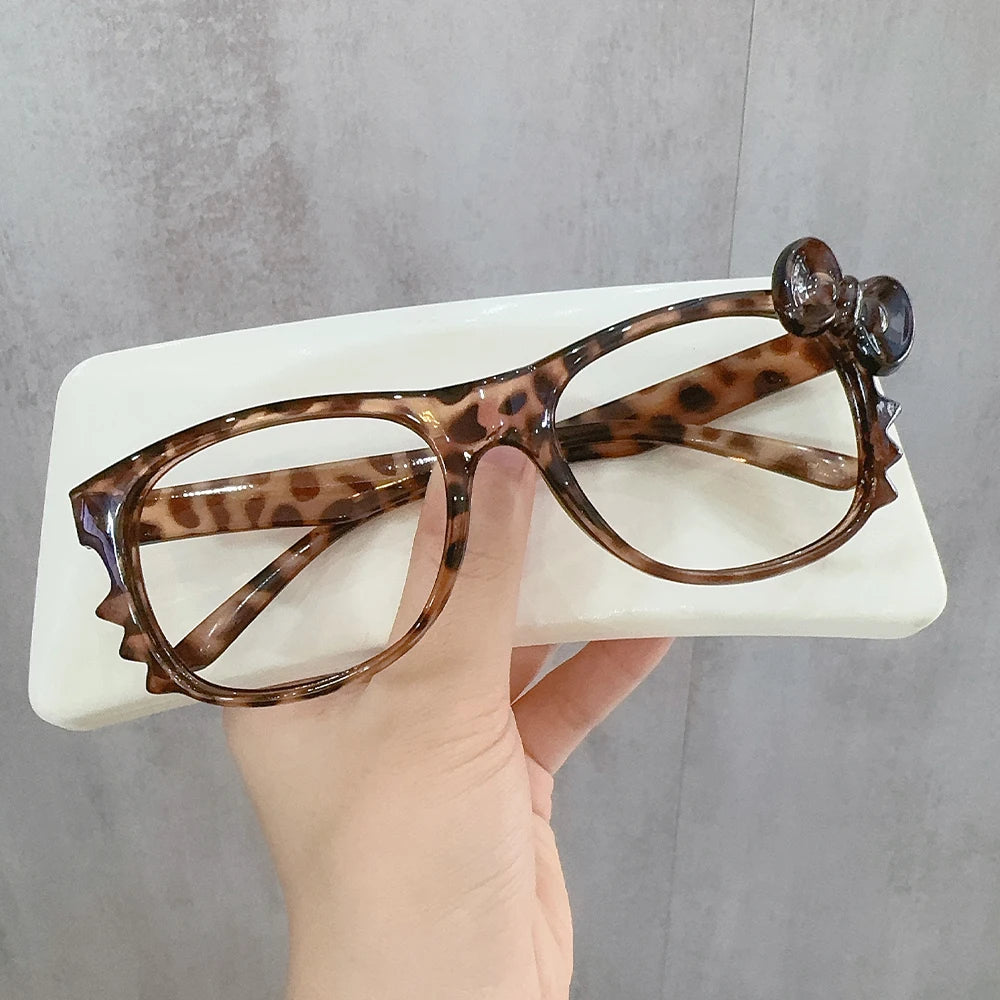 Cat Ear Leopard Glasses Frame No Lenses Cosplay Halloween Costume Accessory