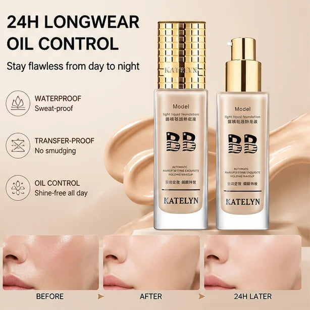 Liquid Foundation Concealer Face Makeup - Long Lasting Full Coverage, Oil-Control, Waterproof, 30ml