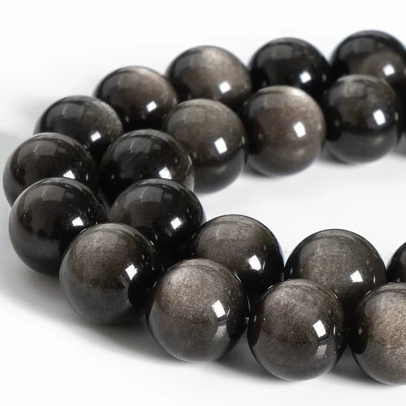 Natural Obsidian Beads for Jewelry Making - Round Loose Spacer Stones 4-12mm
