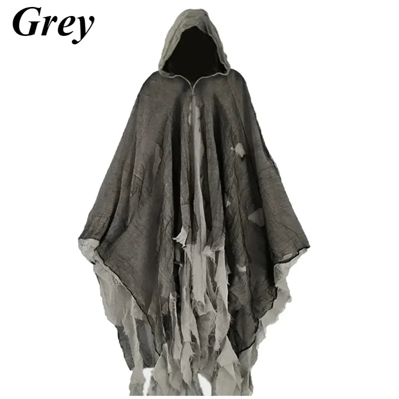Halloween Ghost Cloak Costume Tattered Hooded Capes for Horror Parties