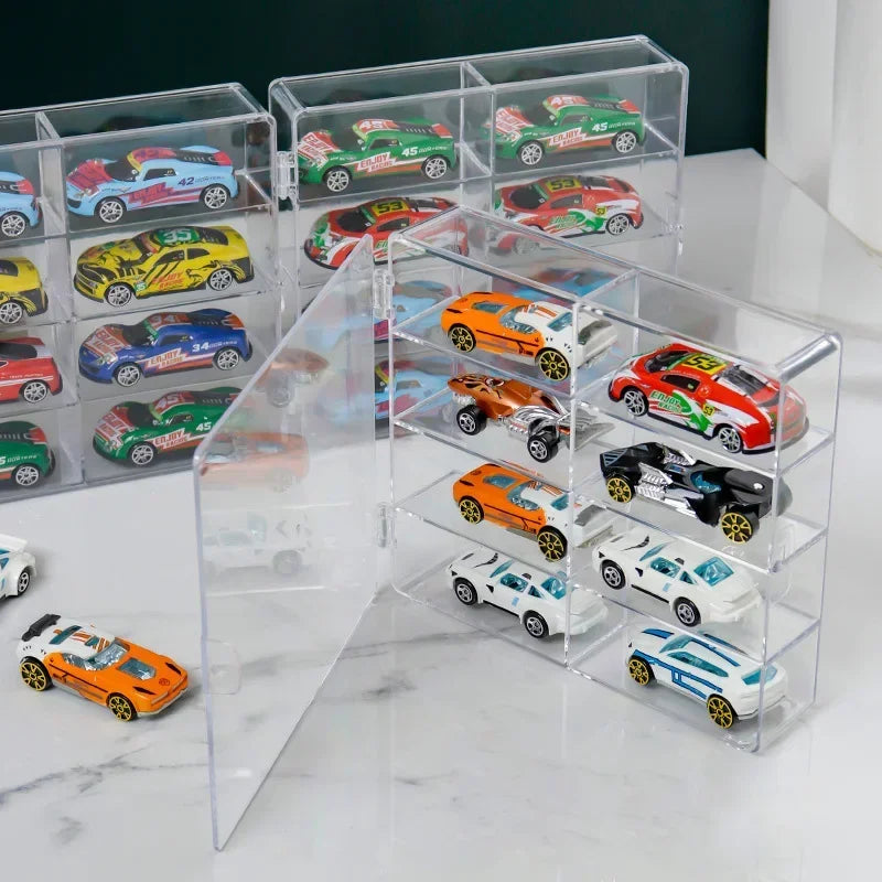 Acrylic Car Display Box 1:64 Scale for Hot Wheels Model Cars - 8 Grid Dustproof Storage
