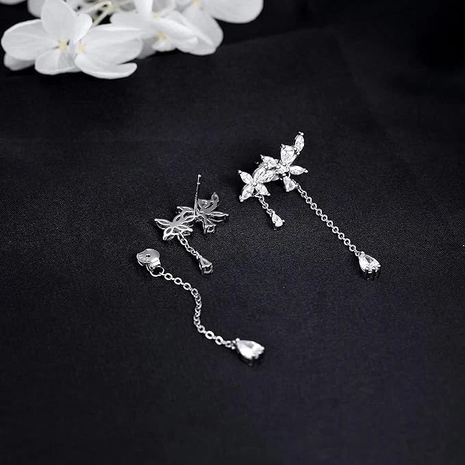 Summer Silver Plated Zircon Flower Earrings for Women - Trendy Tassel Jewelry