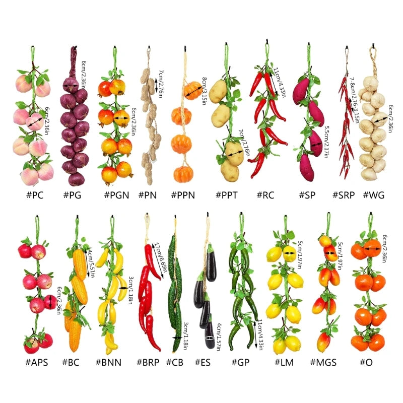 Artificial Fruit and Vegetable Hanging Decor String for Home Kitchen Farm Wall Art