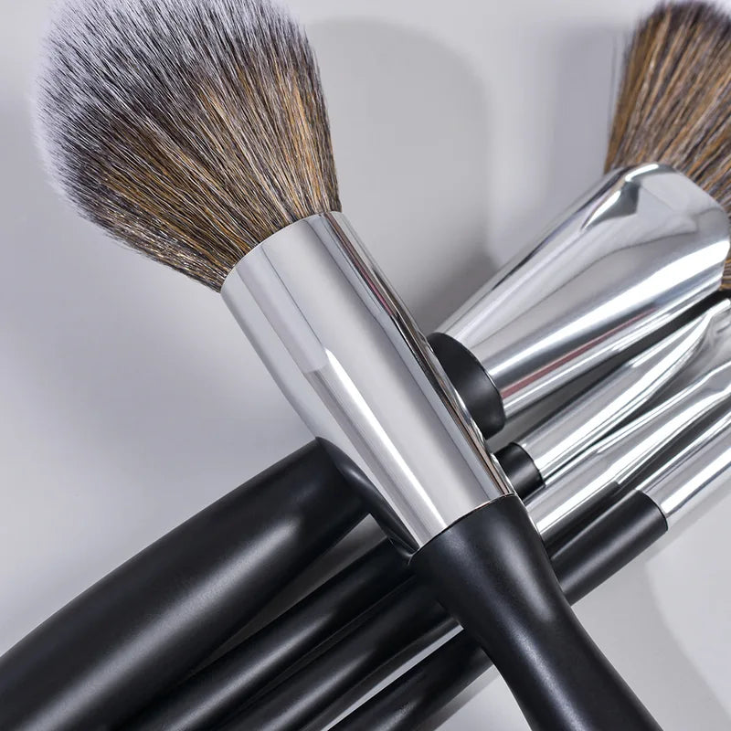 Professional Makeup Brush Set 5 Pcs Black Natural Hair Face Eye Blush Foundation