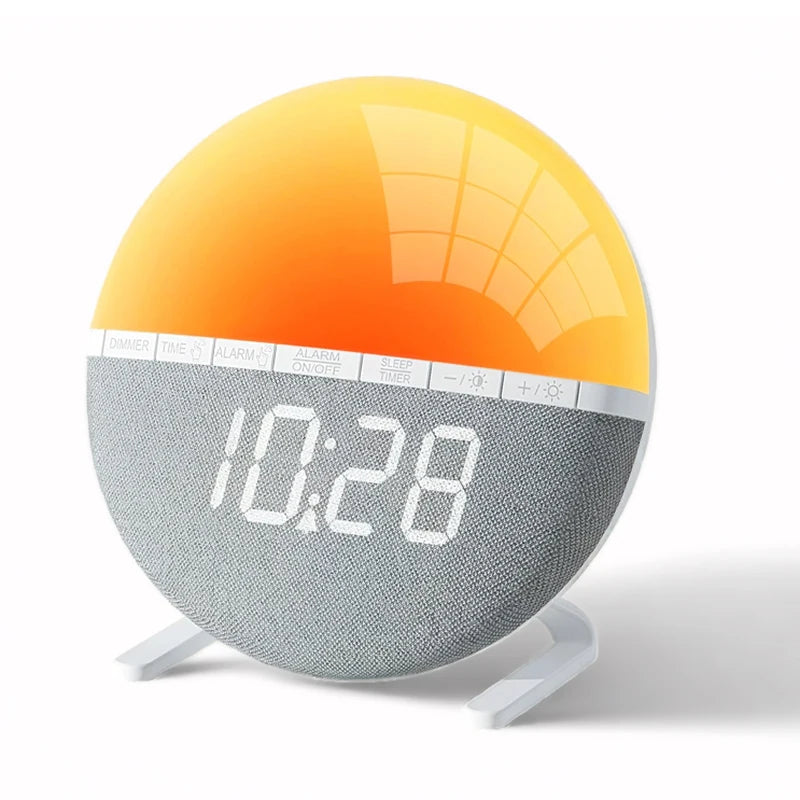 Sunrise Alarm Clock with Color Light and Natural Sounds - Wake Up Light for Bedroom & Living Room