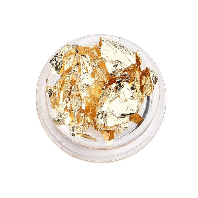 Professional Nail Art Foil and Glitter Sheets Set - Gold Silver Copper Flakes & Sequins Bulk Pack