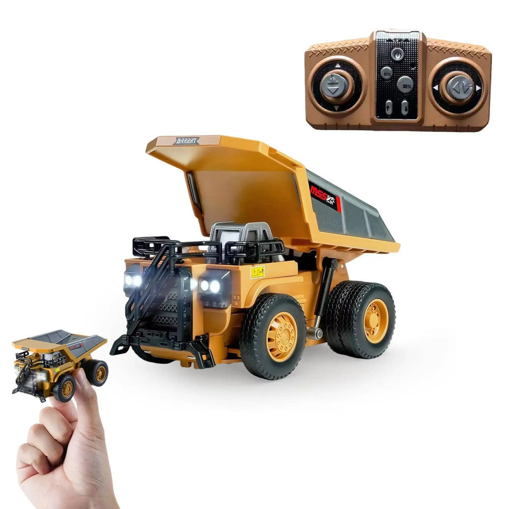 1/64 Scale Remote Control Construction Vehicles Set - Bulldozer Excavator Forklift RC Toy for Ages 14+
