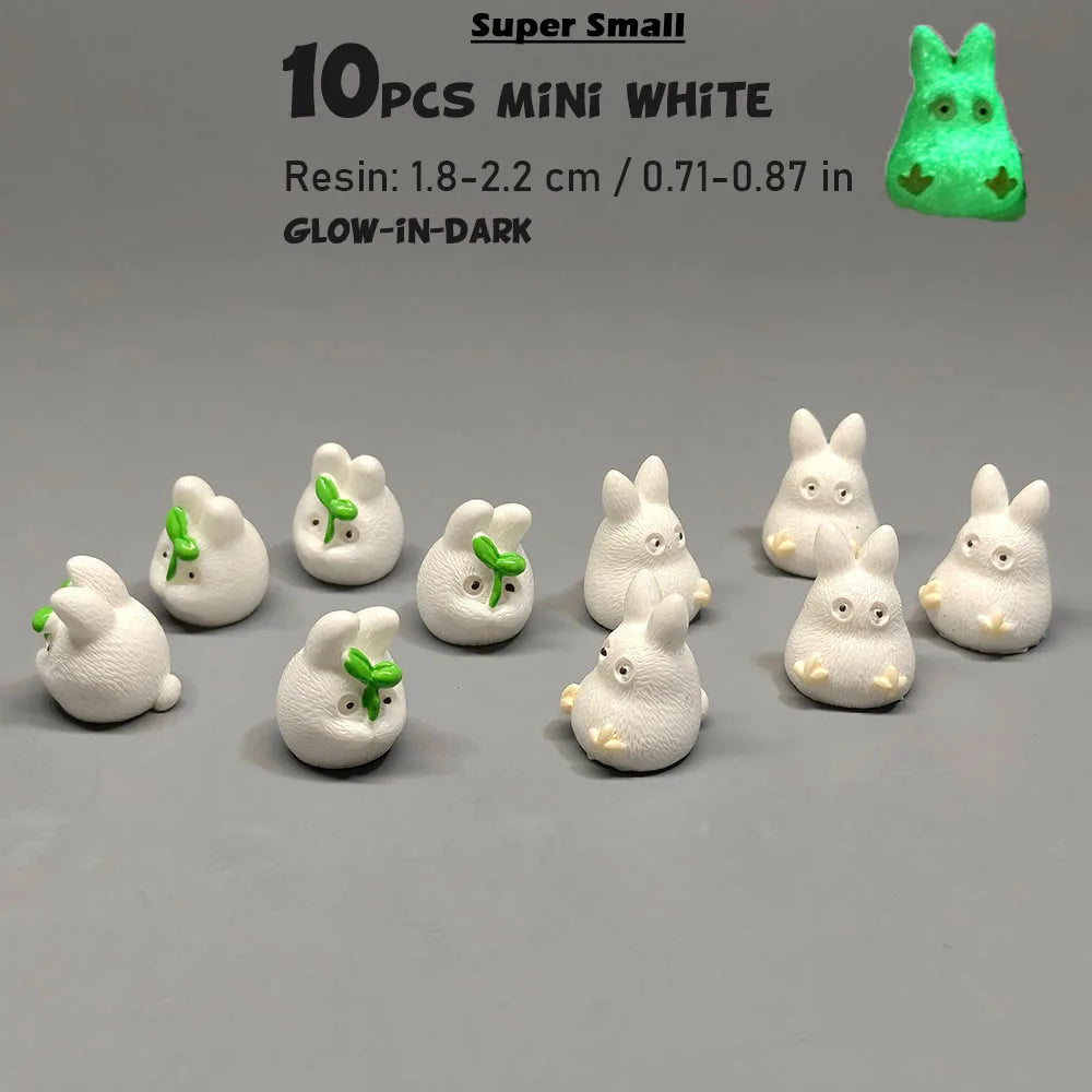 Miniature Luminous Resin Elk & Leaf Fairy Garden Decor Set - DIY Craft Accessories