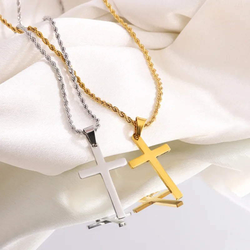 Cross Pendant Necklace for Women Men Stainless Steel Chain Jewelry - Y2K Party Decor Gift
