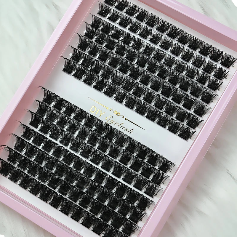 D Curl Fluffy Wispy False Eyelash Clusters - Natural Look Reusable 8-16mm DIY Eyelash Extensions