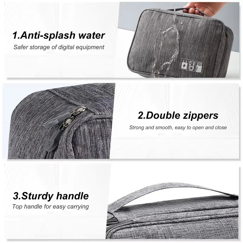 Travel Cable Storage Bag Waterproof Electronic Organizer with Multiple Compartments