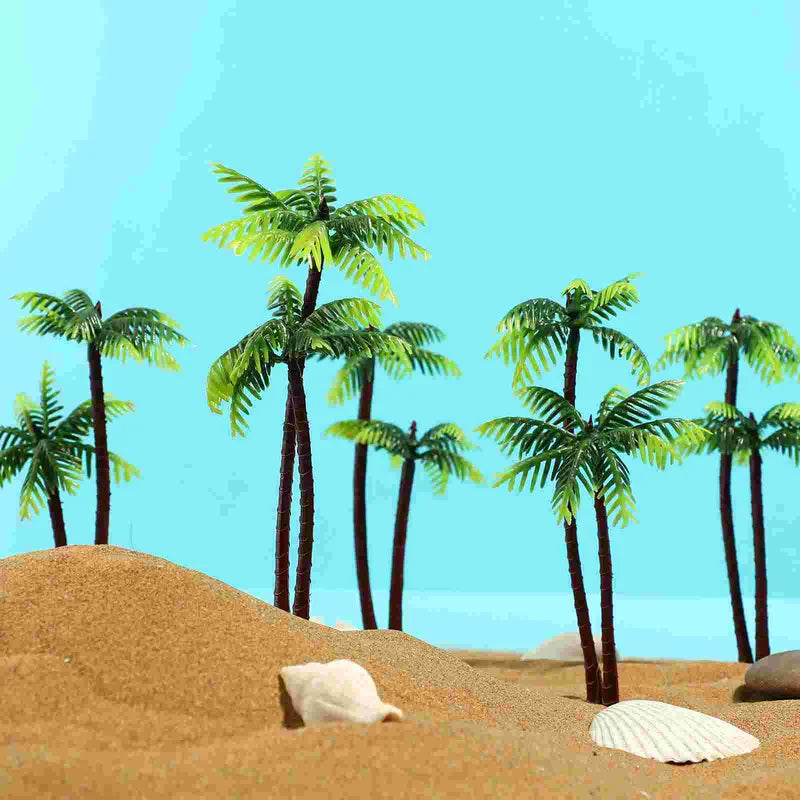 Miniature Coconut Tree Decor for Aquarium & Mini Landscape - 5 Pack