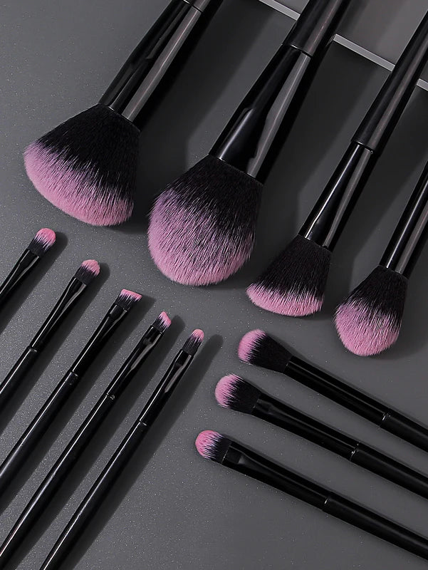 12-Piece Face Makeup Brush Set with Egg Sponge & Storage Bucket