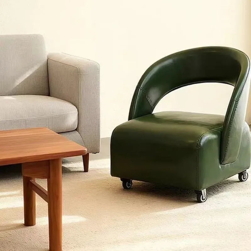 Swivel Wheel Stool with Backrest Multi-Use Sofa Bench for Home Living Room