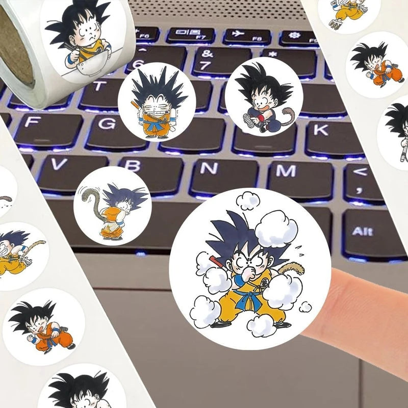 Dragon Ball Cartoon Cute Chibi 500pcs Sticker Roll - Kawaii Anime Decals for Kids & Students
