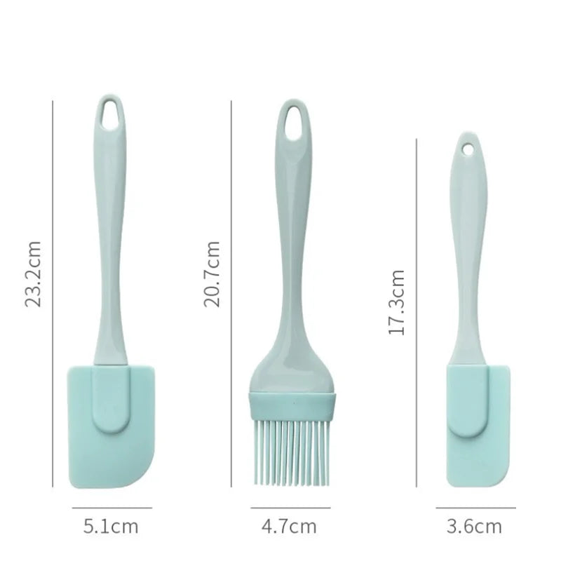 3-Piece Silicone Baking Spatula Set with Oil Brush for Cooking & Baking