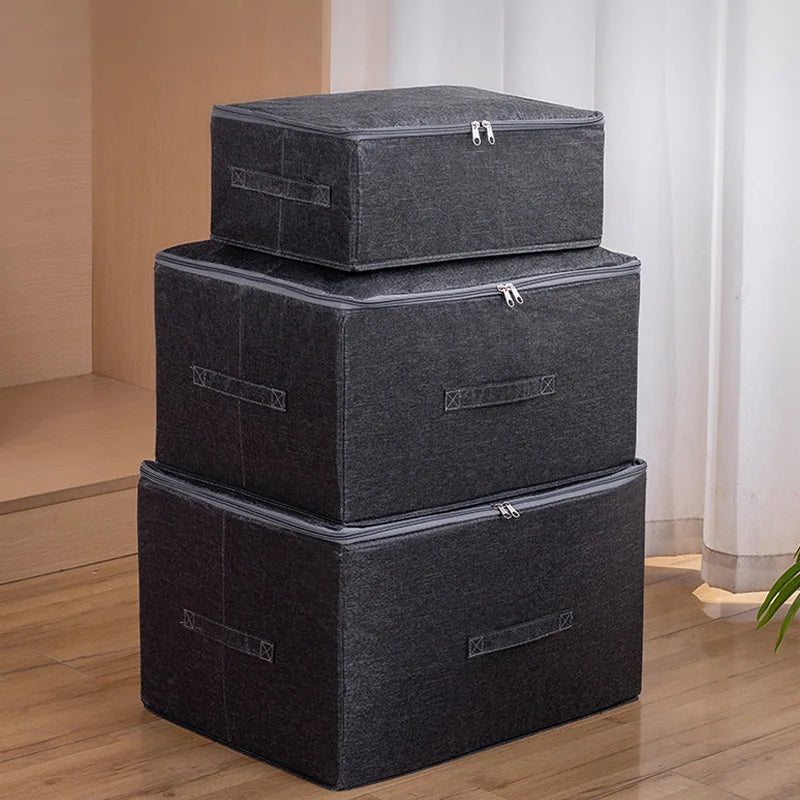 Heavy-Duty Hard-Shell Zipper Storage Organizer with Lid for Household Clothes and Toys