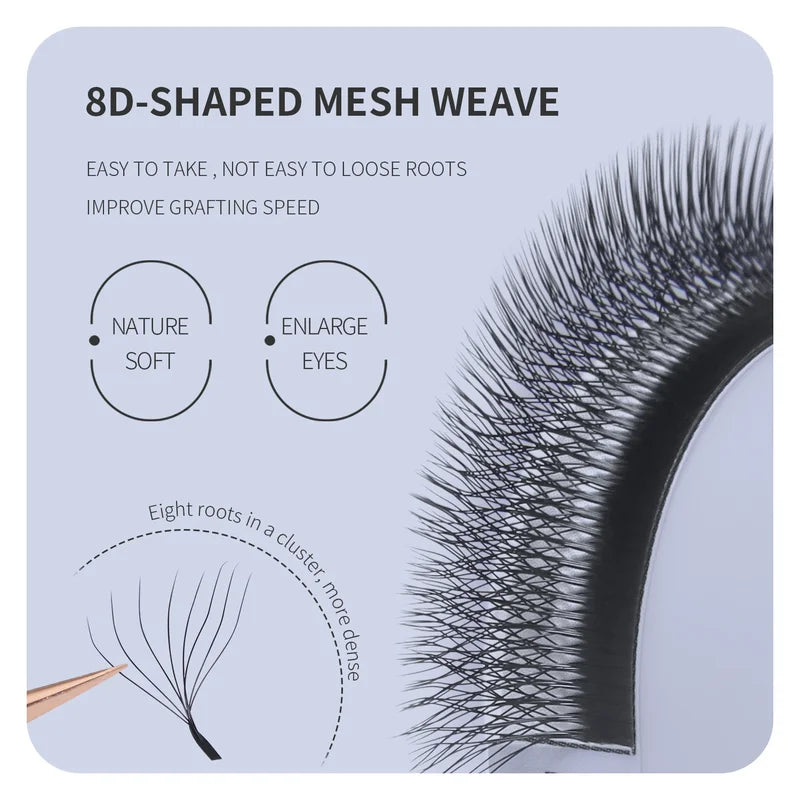 Premade 8D W Shape Volume Lash Extensions - Natural Soft False Eyelashes