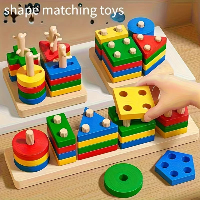 Montessori Wooden Baby Puzzle Games Educational Development Toys for Kids 1-3 Years