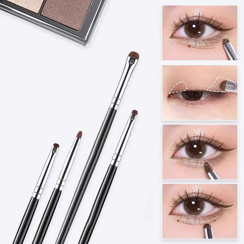 4-Piece Eyeshadow Brush Set - Horsehair, Precise Blending, Eyeliner & Concealer
