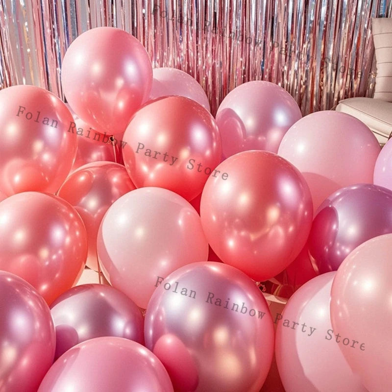 Pearl Powder Confetti Balloons for Weddings Birthdays Baby Showers Party Decorations Pink & Green