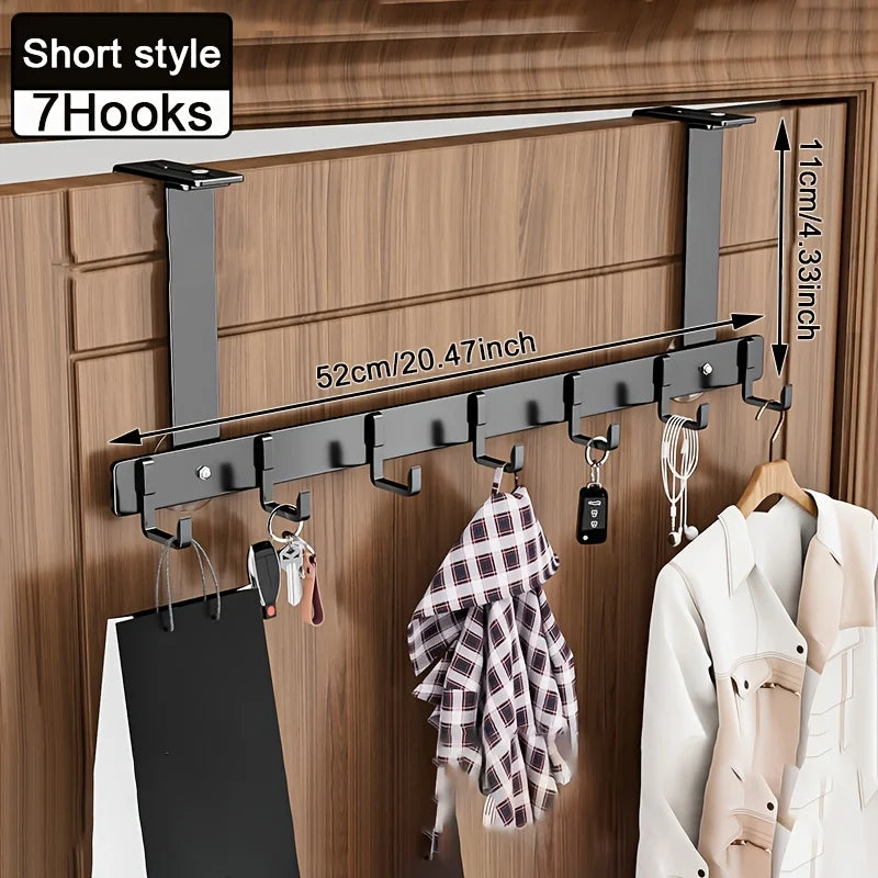 Over-the-Door Hooks 5/7 Metal Bathroom Organizer Rack Adjustable Coat Towel Hanger
