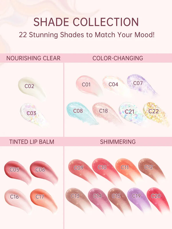 Pearl Shimmer Tinted Lip Balm Gloss with Vitamin E - Hydrating Sheer Lip Color