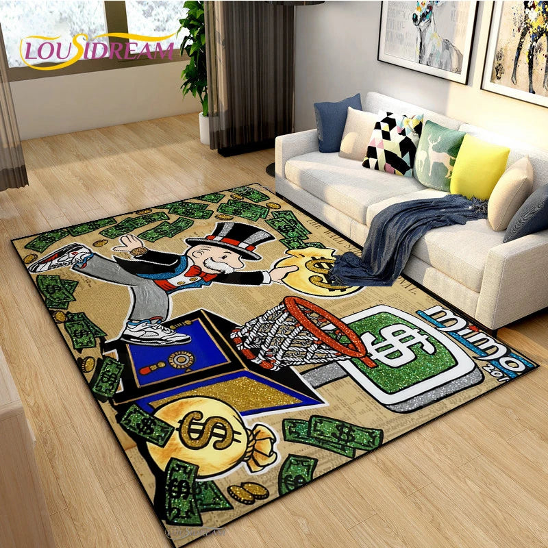 Funny Monopoly Carpet Floor Mat for Living Room Bedroom Kitchen Door Non-slip Rug