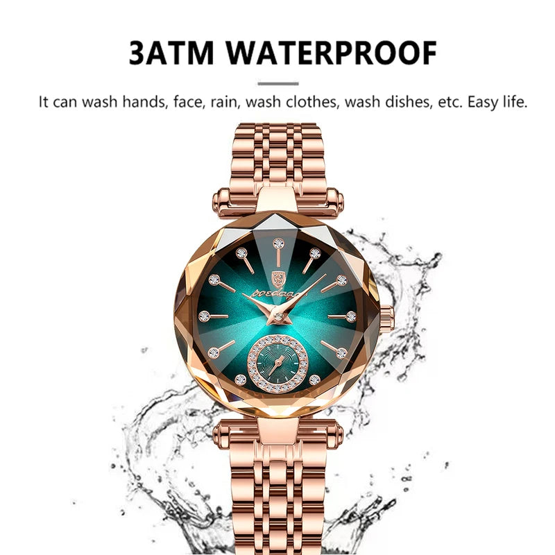 Luxury Women's Quartz Watch Waterproof Stainless Steel Casual Wristwatch